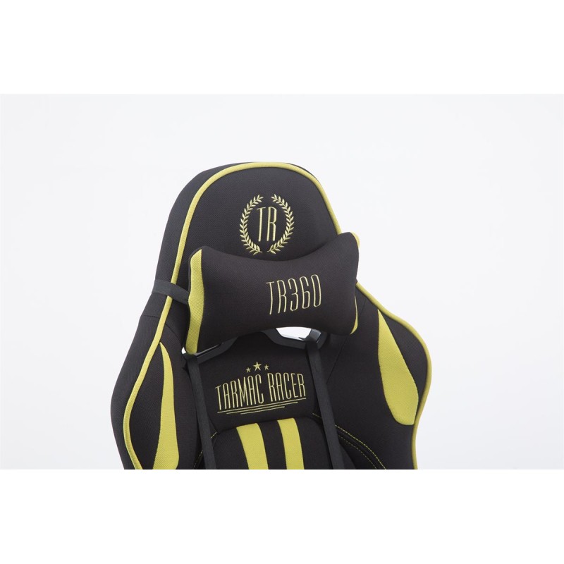 Silla de oficina de tela Racing Limit V2 con reposapiés, color negro y verde