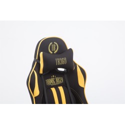 Silla de oficina Racing Limit V2 de tela con reposapiés, color negro y amarillo