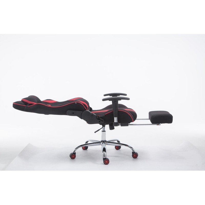Silla de oficina de tela Racing Limit V2 con reposapiés negro/rojo