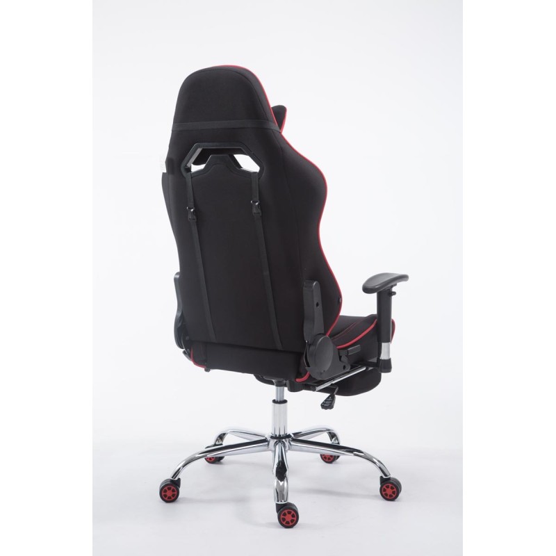 Silla de oficina de tela Racing Limit V2 con reposapiés negro/rojo
