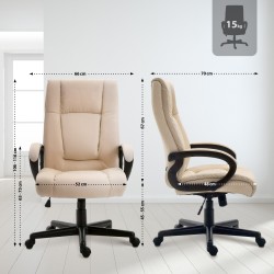 Silla de oficina Sparta XL en piel sintética color crema
