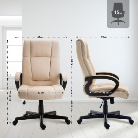 Silla de oficina Sparta XL en piel sintética color crema