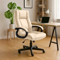 Silla de oficina Sparta XL en piel sintética color crema