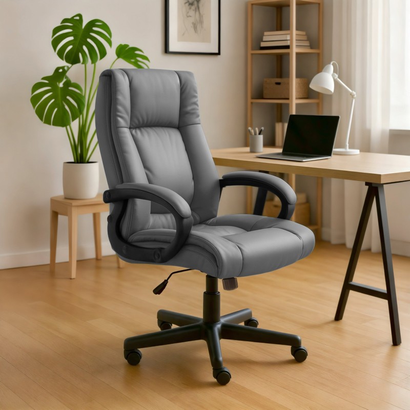 Silla de oficina Sparta XL en piel sintética gris