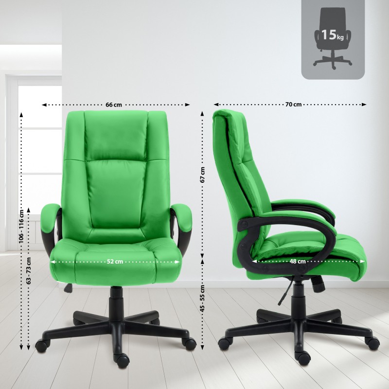 Silla de oficina Sparta XL en piel sintética verde