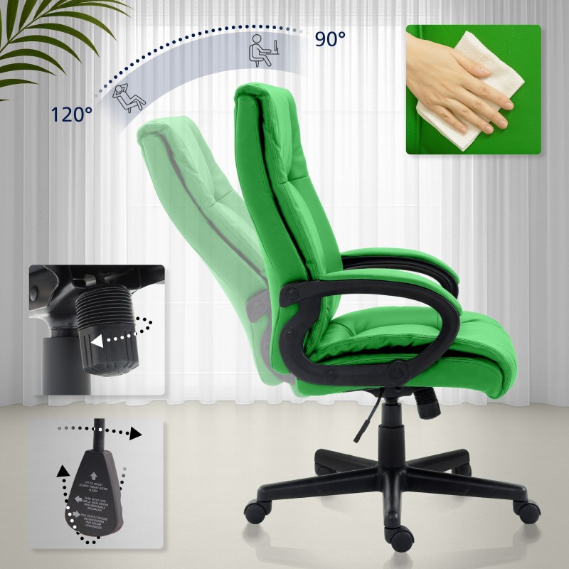 Silla de oficina Sparta XL en piel sintética verde