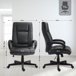 Silla de oficina Sparta XL en piel sintética negra