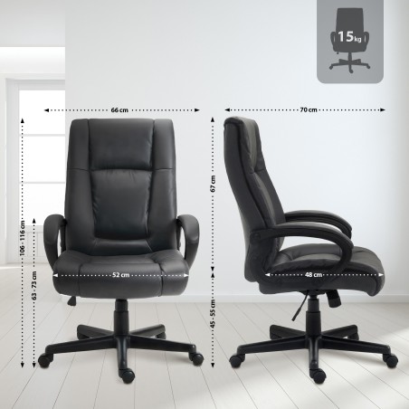 Silla de oficina Sparta XL en piel sintética negra