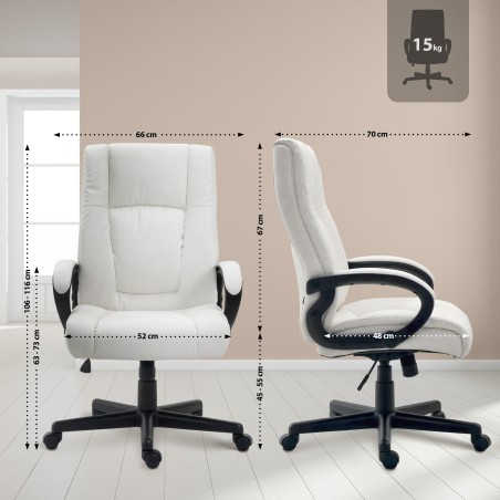 Silla de oficina Sparta XL en piel sintética blanca