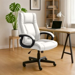 Silla de oficina Sparta XL en piel sintética blanca
