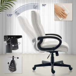 Silla de oficina Sparta XL en piel sintética blanca