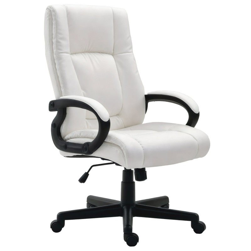 Silla de oficina Sparta XL en piel sintética blanca