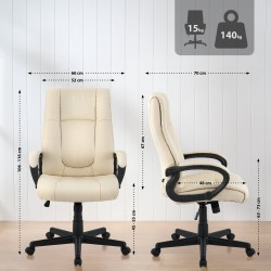 Silla de oficina Sparta XL en tela color crema