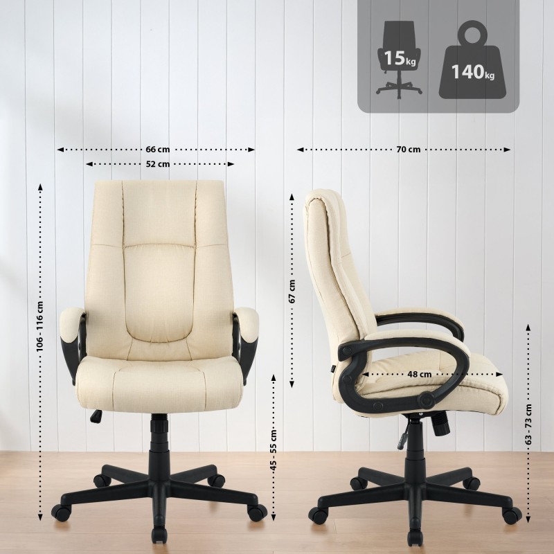 Silla de oficina Sparta XL en tela color crema