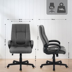 Silla de oficina Sparta XL en tela gris oscuro