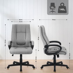 Silla de oficina Sparta XL en tela gris
