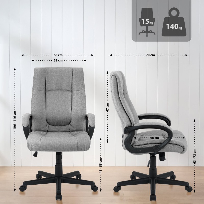 Silla de oficina Sparta XL en tela gris