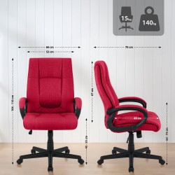 Silla de oficina Sparta XL en tela roja