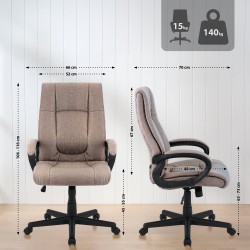 Silla de oficina Sparta XL en tela color topo