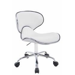 Taburete de trabajo Las Vegas V2 en piel sintética blanca