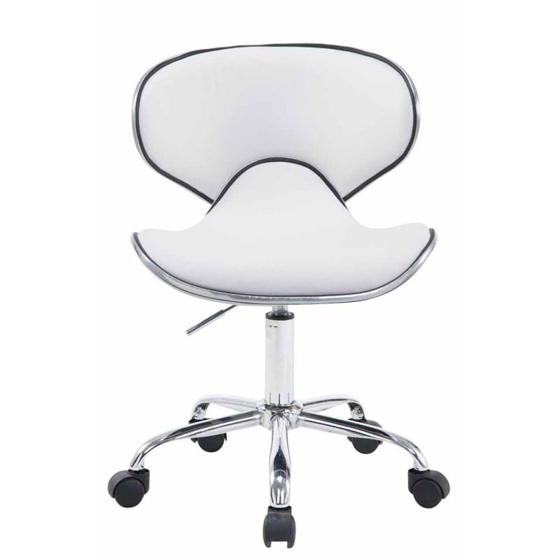 Taburete de trabajo Las Vegas V2 en piel sintética blanca