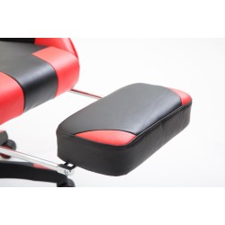 Silla de oficina Boavista, piel sintética con reposapiés, color negro/rojo