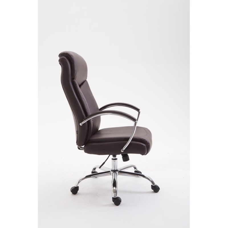 Silla de oficina Vaud en piel sintética marrón