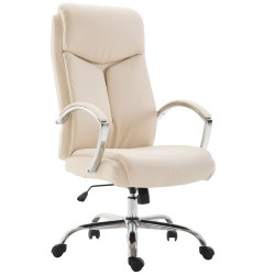 Silla de oficina Vaud en piel sintética color crema
