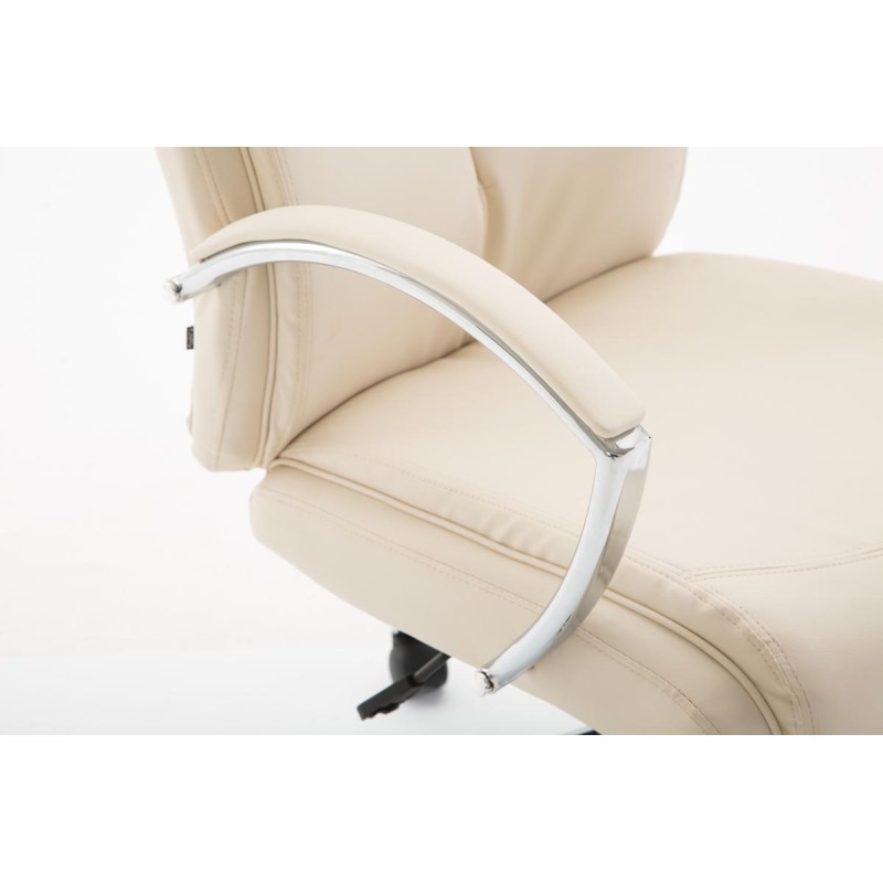 Silla de oficina Vaud en piel sintética color crema