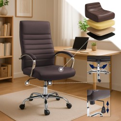 Silla de oficina Valais, piel sintética marrón