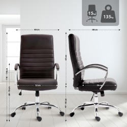 Silla de oficina Valais, piel sintética marrón