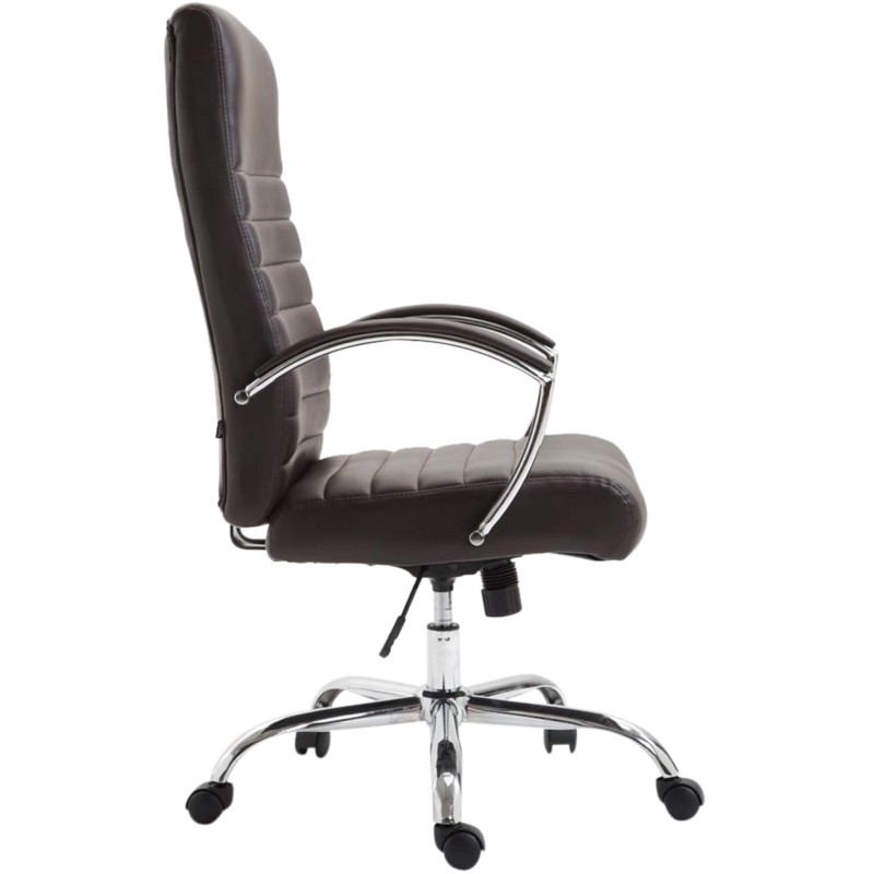 Silla de oficina Valais, piel sintética marrón