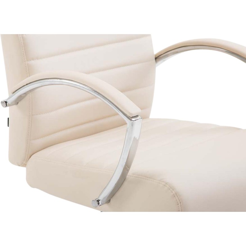 Silla de oficina Valais en piel sintética color crema
