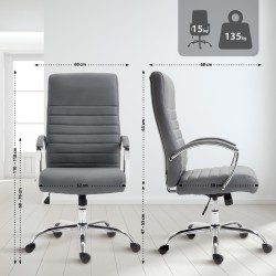 Silla de oficina Valais, piel sintética gris
