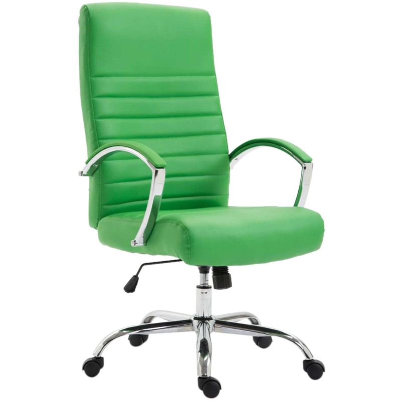 Silla de oficina Valais, piel sintética verde