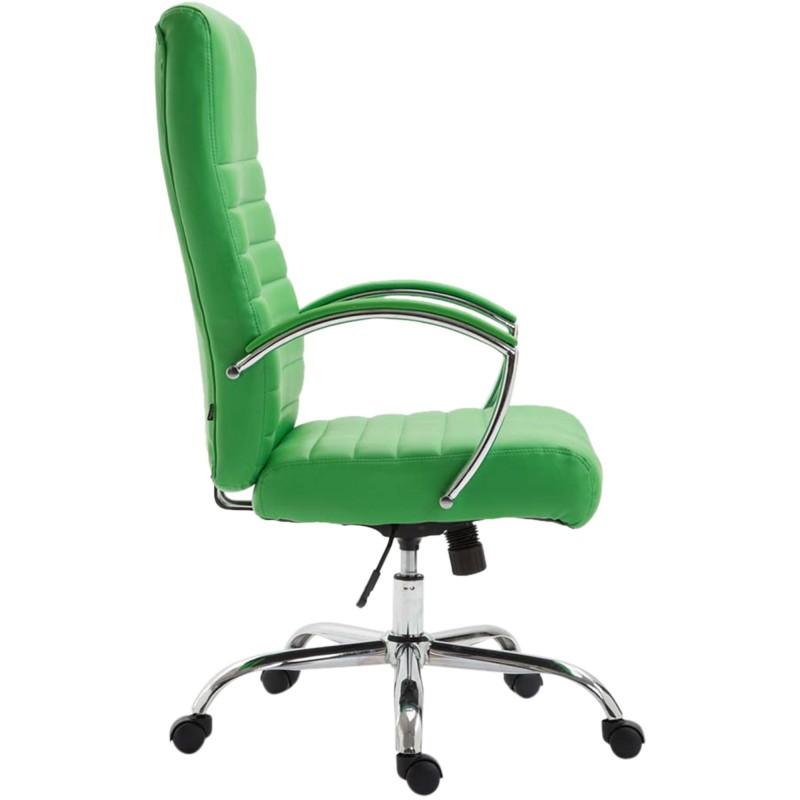 Silla de oficina Valais, piel sintética verde