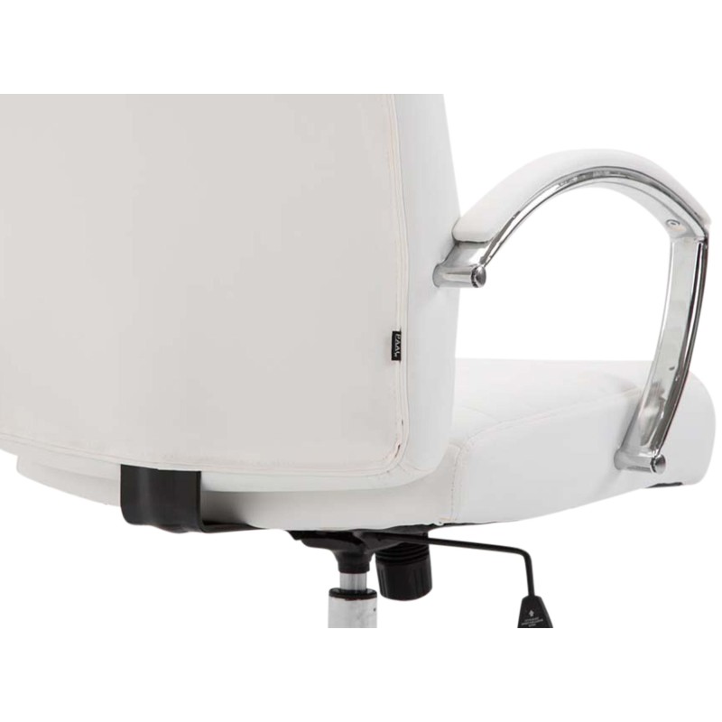 Silla de oficina Valais, piel sintética blanca