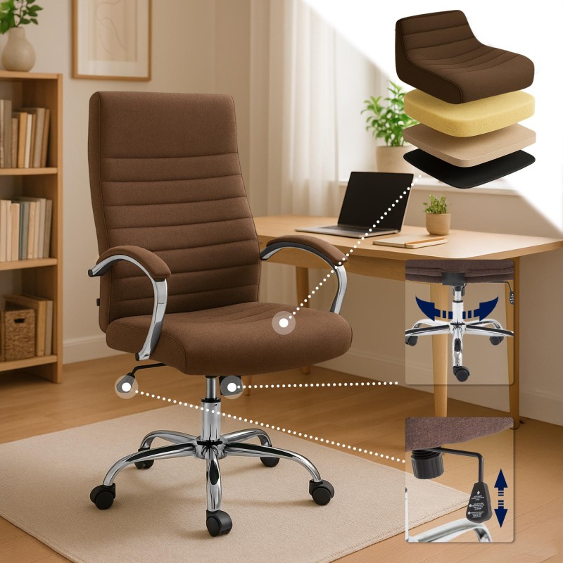 Silla de oficina Valais en tela marrón