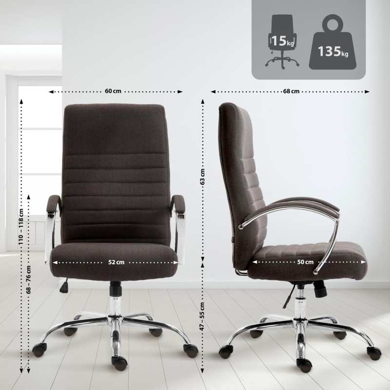 Silla de oficina Valais en tela gris oscuro