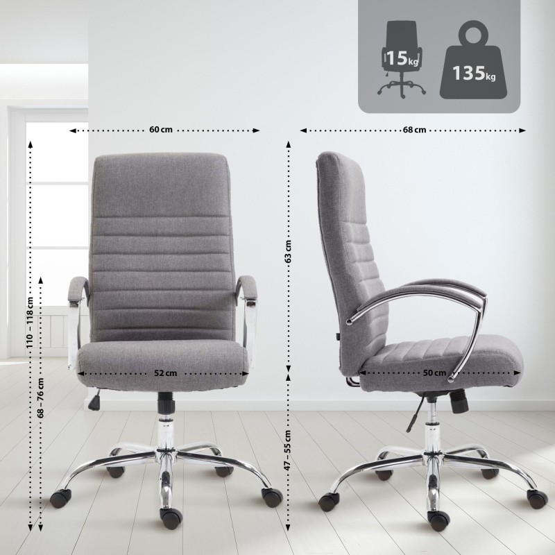 Silla de oficina Valais en tela gris