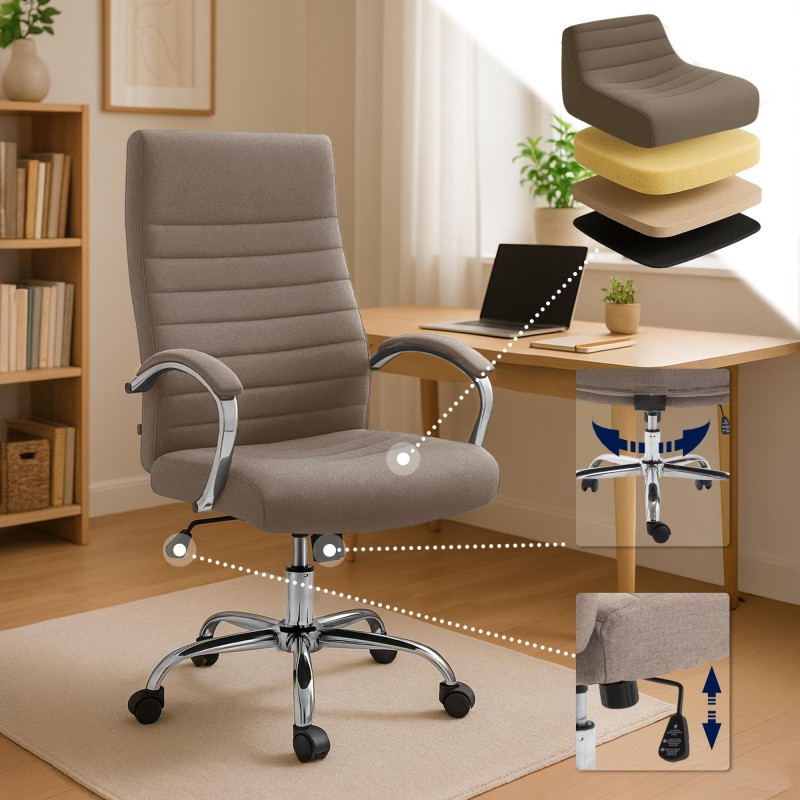 Silla de oficina Valais en tejido color topo