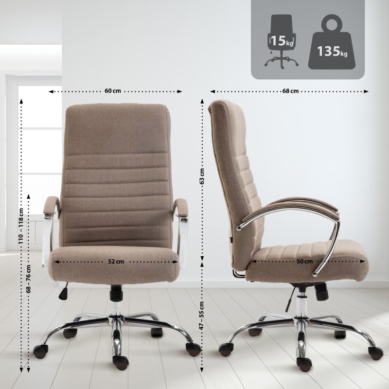 Silla de oficina Valais en tejido color topo