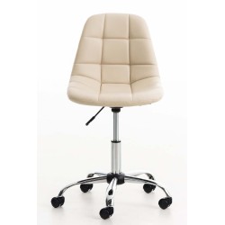 Silla de oficina Emil en piel sintética color crema