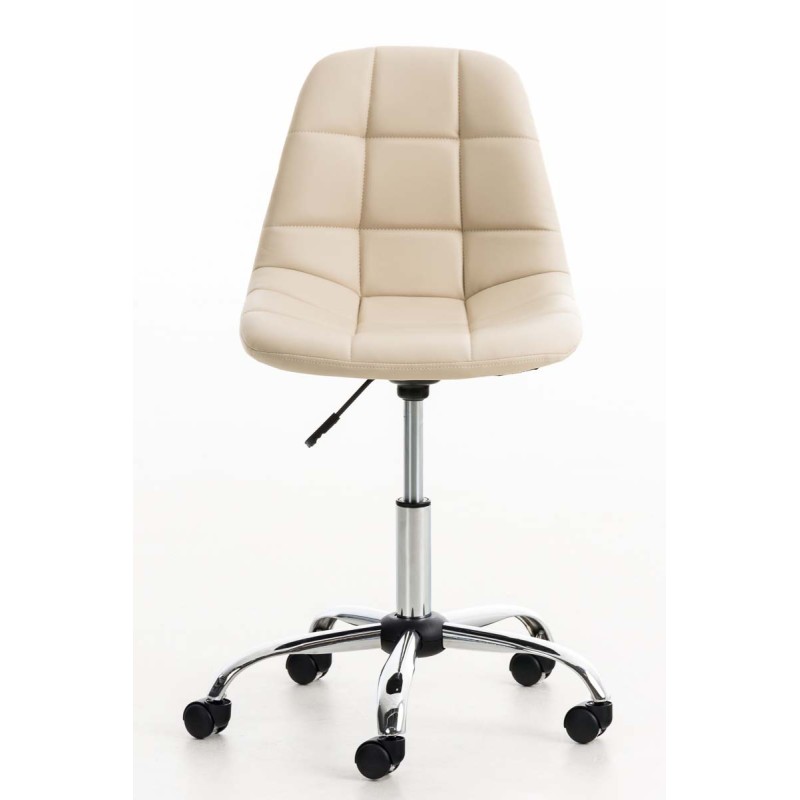Silla de oficina Emil en piel sintética color crema