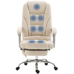Silla de oficina de tela Pacific con función de masaje color crema