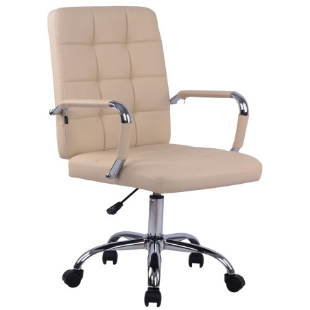 Silla de oficina Deli PRO en piel sintética color crema