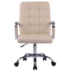 Silla de oficina Deli PRO en piel sintética color crema