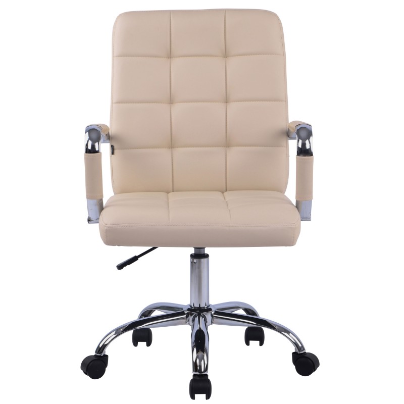 Silla de oficina Deli PRO en piel sintética color crema