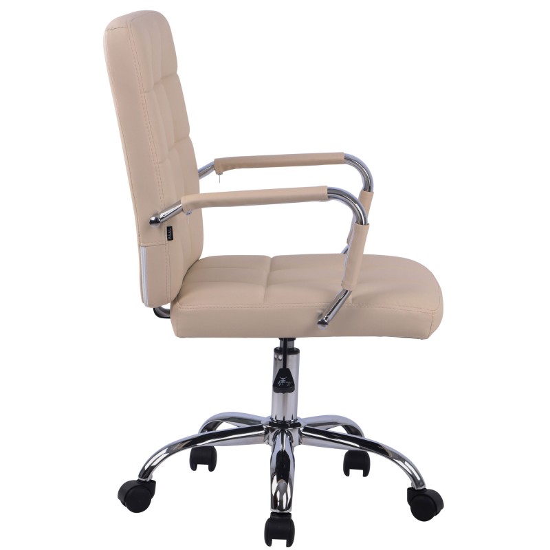 Silla de oficina Deli PRO en piel sintética color crema