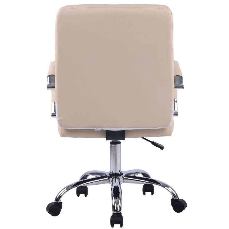 Silla de oficina Deli PRO en piel sintética color crema